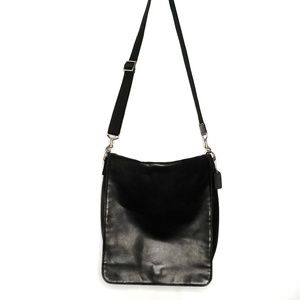 Coach black leather large messenger laptop bag